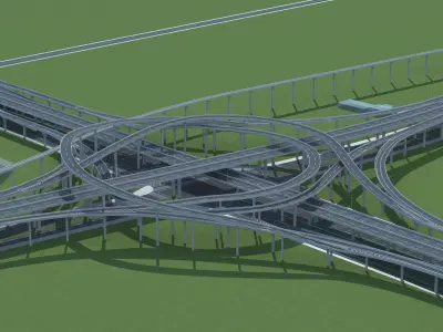 Highway Viaduct flyover Low-poly 3D model