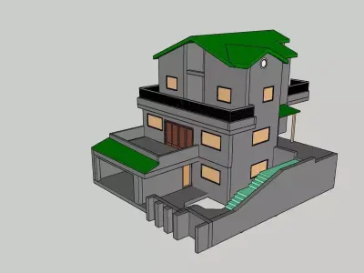 Standard 2 floor house  Free low-poly 3D model