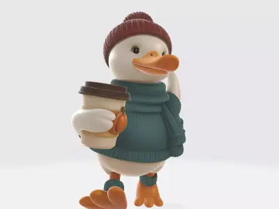 Cute Duck Figurine in Cozy Fall Outfit Thanksgiving Decor  3D print model