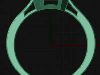 Luxury Gold Ring with Baguette and Round Cut Diamonds 3D print model