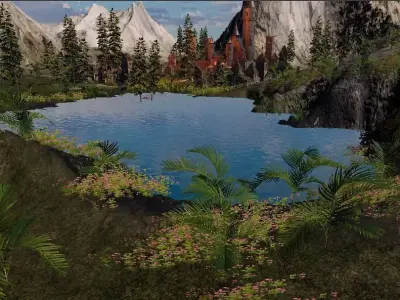Mountain in a Beautiful Landscape 3D model     Free low-poly 3D model