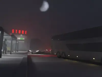 Bus station Low-poly 3D model