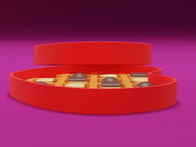 Heart candy box 3D model Valentine day 3D model