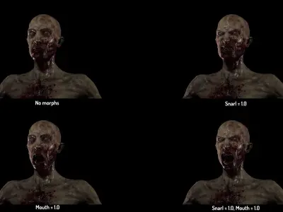 Zombie - Starved Male Low-poly 3D model