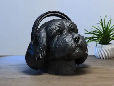 dog head Headphone Stand dog head Headset Stand  3D print model