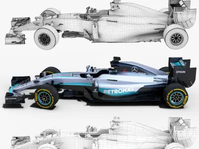 Mercedes W07 car Low-poly 3D model