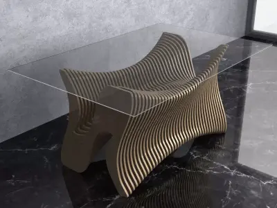 Parametric Wavy Wooden Furniture 15 - CNC files for cutting 3D model