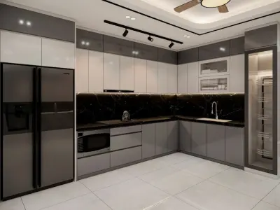 Luxury Living room Dining room and Kitchen  3D model