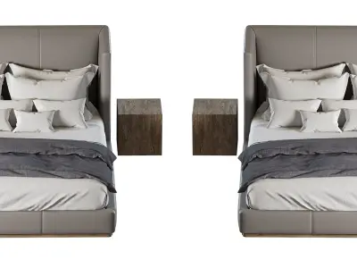 Restoration Hardware Alessa Leather Shelter Bed 3D model