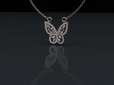 Diamond Butterfly pendant 3D print model