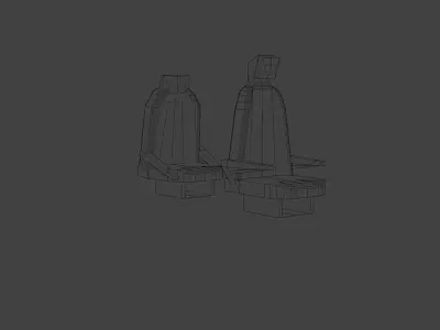 2 simple car seats low poly Low-poly 3D model