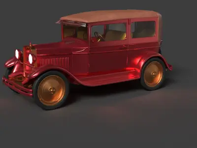 Chinese red vintage car   Low-poly 3D model by aceimagedesign-1