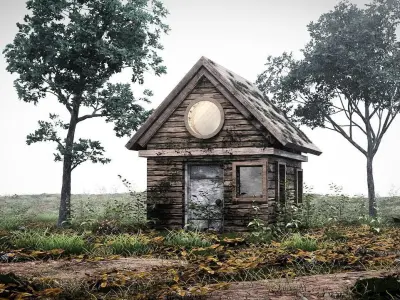 lonely house in a field 3D model