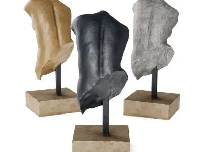 Crouching Venus torso sculpture Low-poly 3D model