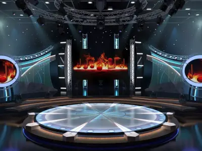 Virtual TV Studio Entertainment Set 5 3D model