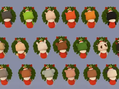 Christmas Wreath Animal Pack 01 3D model
