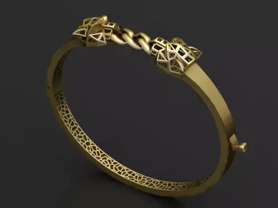Geometric Link Gold Bracelet 3D print model