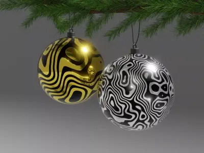 New Year Tree Ornaments pack  Low-poly 3D model