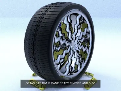 ORTAS CAR RIM 11 AND 12 GAME READY RIM TIRE AND DISC 3D Model Pack