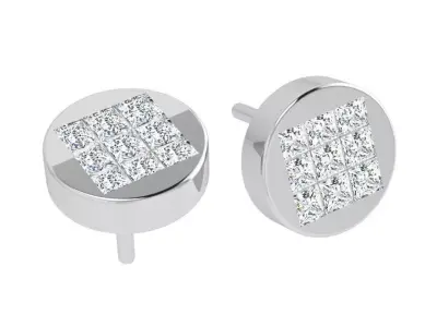 Circle Stud Diamond Earring 4062 3D print model