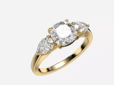 Three Stone diamond Ring 3D print model