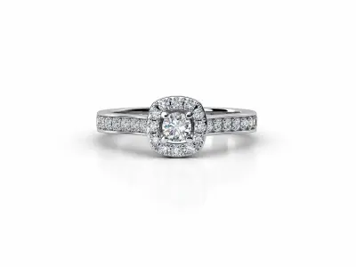ZDR082 halo diamond engagement ring 3D print model