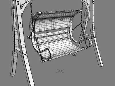 Wooden Swing with Roof 8 3D model