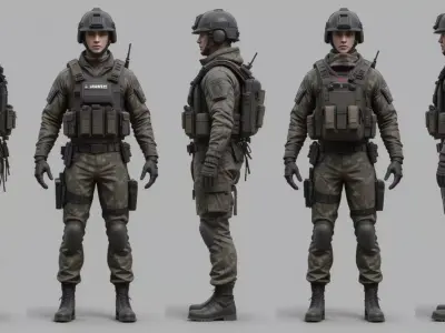 Battle Royale Soldier 3D Character Game Ready Low-poly 3D model