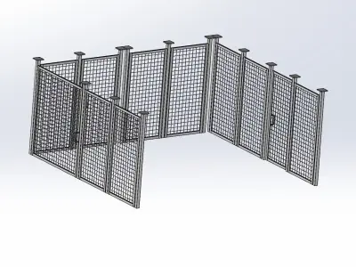 Guardrails metal cage with two doors on each side 3D model