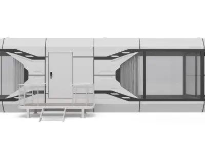 Capsule Modular Two-Room House Low-poly 3D model
