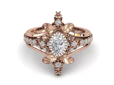 STL 3DM Print Ready Women Diamond Ring Lightweight Printable  3D print model 80
