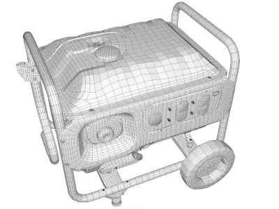 Realistic Low Poly Generator portable on wheels Low-poly 3D model