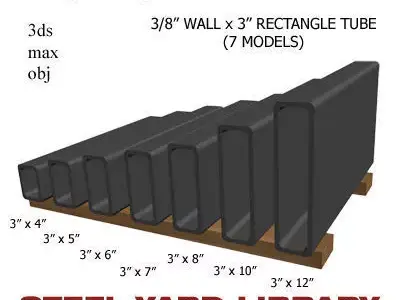 3 8in Wall x3in Rectangle Tube 3D model