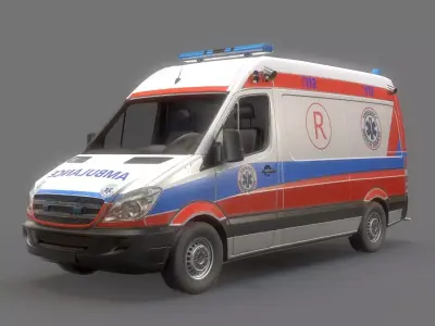 Ambulance Game Ready Low-poly 3D model