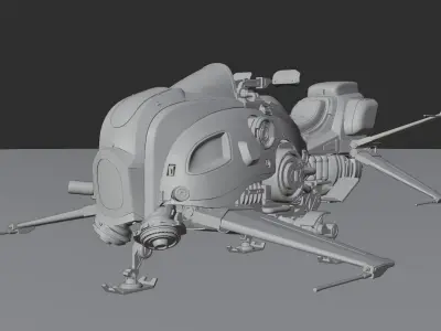 HoverBike robot Low-poly 3D model