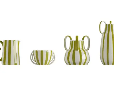 Bambini Green Stripe Vase Collection 3D model