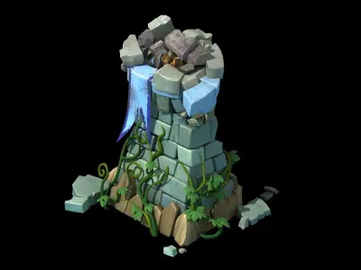 Game Cartoon - Angle House Damage Status 03 3D model