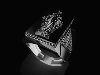 Jesus Diamond Ring Texture 3D print model