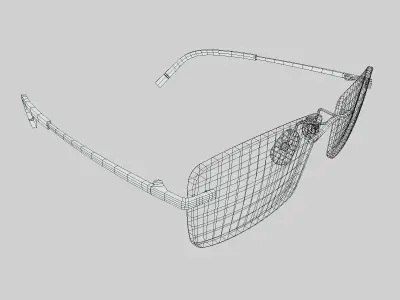 Rectangular Rimless Eyeglasses Low Poly PBR Realistic Low-poly 3D model