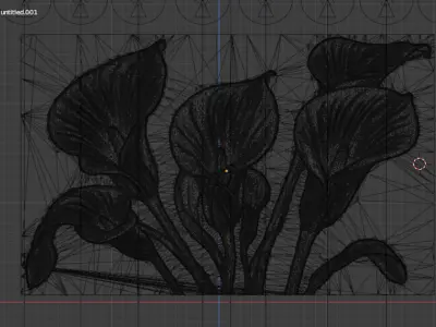 modern Calla lily panel wall decor set relief mural CNC 152  3D model