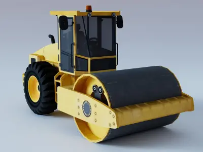 Road roller   low poly Low-poly 3D model