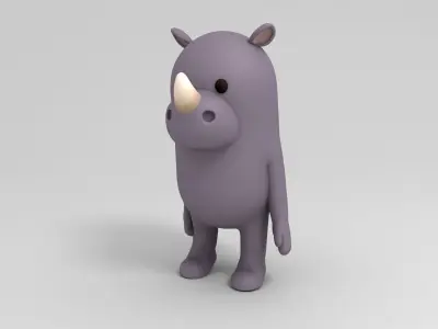 Rigged Cartoon Rhinoceros 3D model