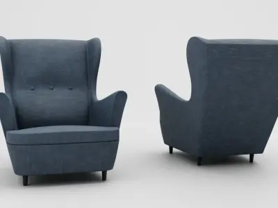 Armchair wing chair Free low-poly 3D model
