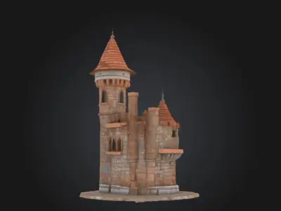 Medieval Defense Stone Tower STL OBJ 3D model