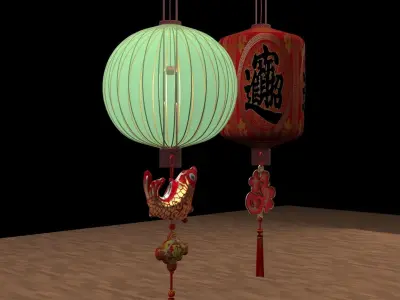 Chinese  red  lantern   3D model purchase