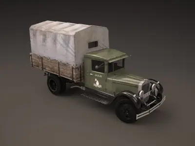 Zis 5 old truck with canvas cover Low-poly 3D model