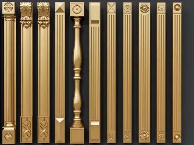 Classic columns carvings and gypsum cornice 15 3D model