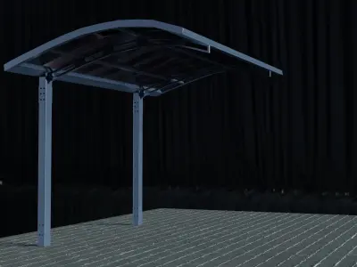 CARPORT LOW POLY bus shelter with roof Low-poly 3D model