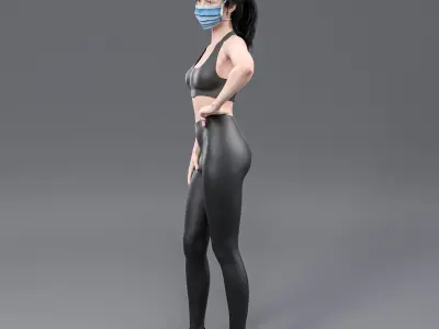 Fitness woman in pose 3D model