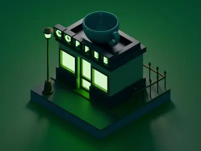 3D Low-Poly  Coffee Shop  Free low-poly 3D model